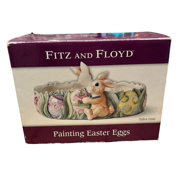Fitz and Floyd Ceramic Dish “Painting Easter Eggs”, Easter| Spring|Vintage|Candy - Picture 10 of 12